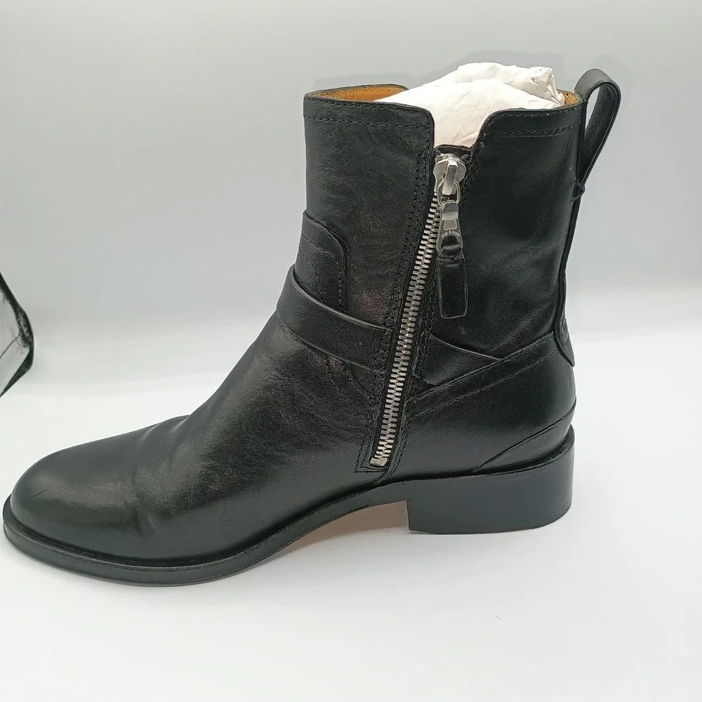 Rag & Bone Leather Black Abel Moto Zipper Buckle Boot Size 36.5. 6.5